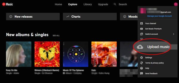put music from computer to android via youtube music