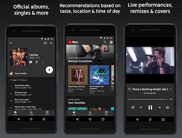 YouTube 音楽アプリを使用して Android から iPod に音楽を共有する