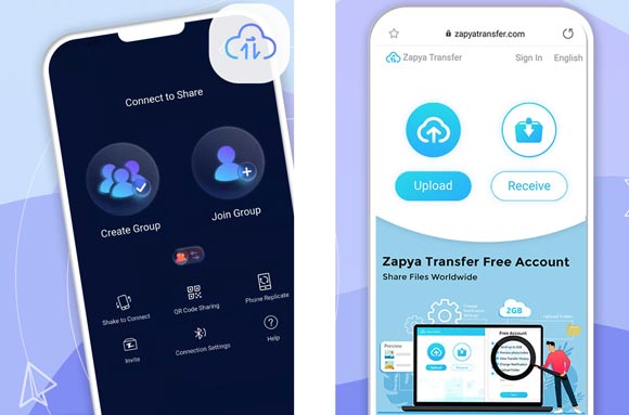 Zapya Telefon-zu-Telefon-Übertragungs-App